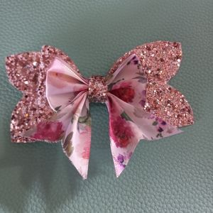 Faux leather and ribbon hair bows